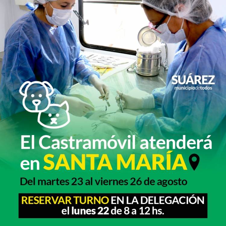 El Castramóvil atenderá en Pueblo Santa María