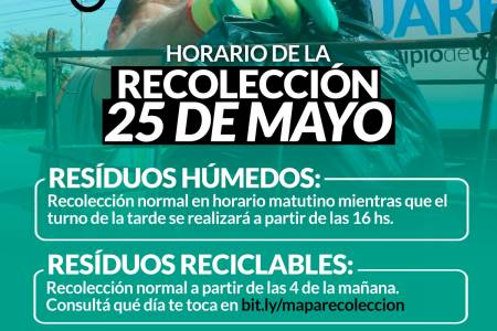 Horario de recolección de residuos Feriado Nacional