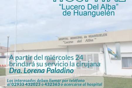 La Cirujana Lorena Paladino se suma al equipo de profesionales del Hospital “Lucero del Alba”