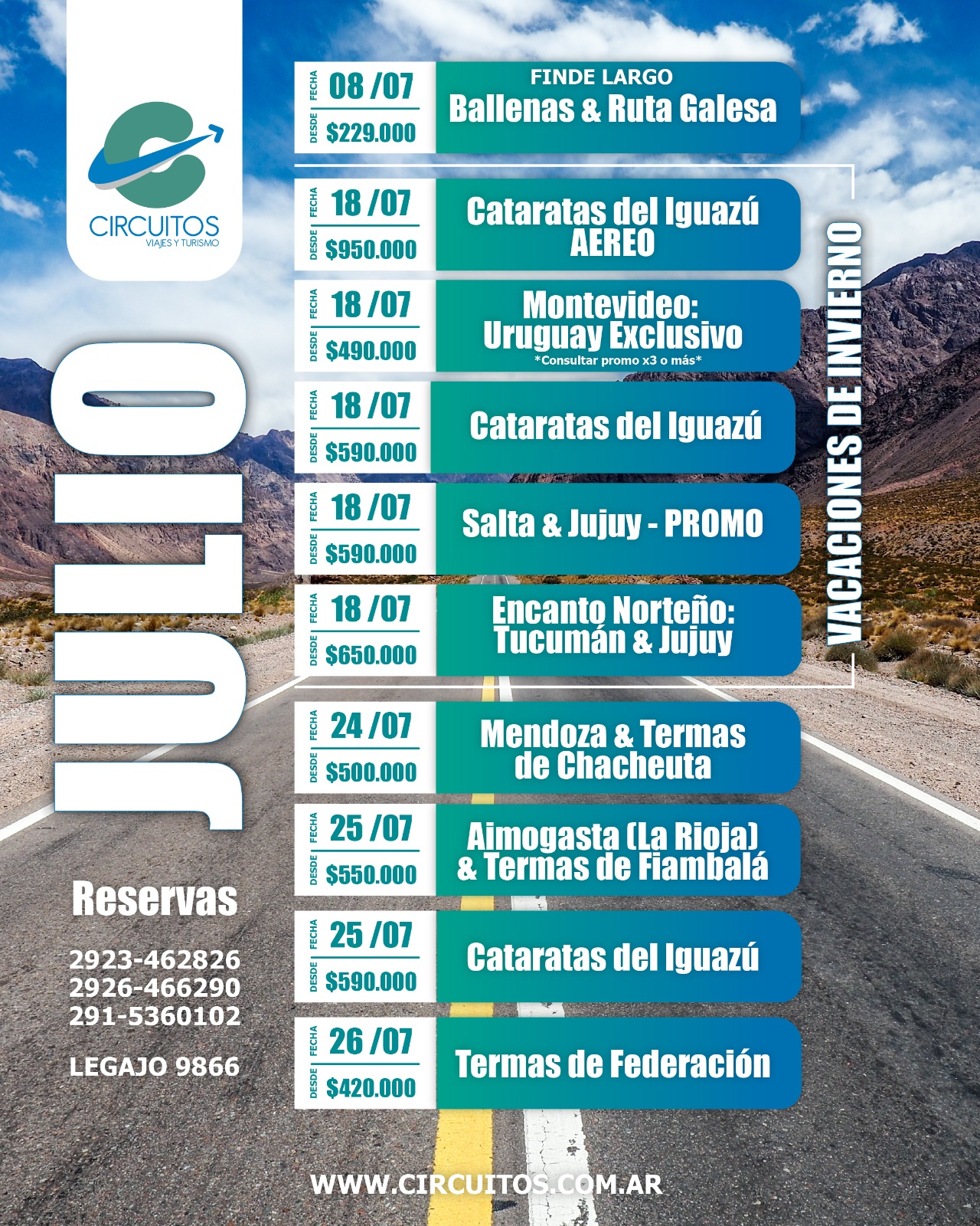 Viajes en Julio