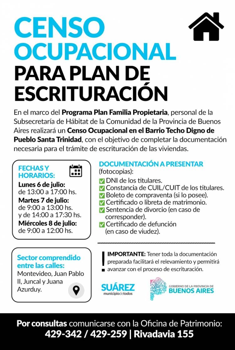 CENSO OCUPACIONAL PARA PLAN DE ESCRITURACIÓN– PLAN FAMILIA PROPIETARIA