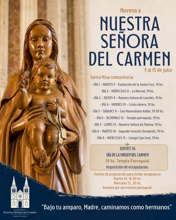 La Parroquia Nuestra Señora del Carmen invita a participar de la Novena en honor a su Patrona