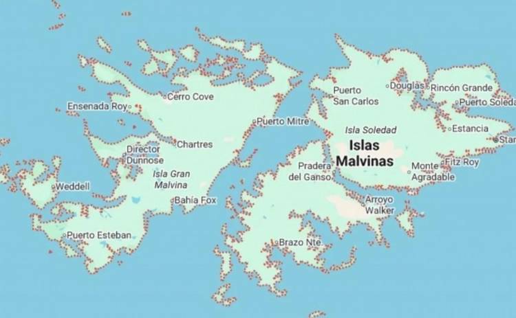 Ahora Google Maps muestra "Islas Malvinas" en lugar de "Falkland Islands"