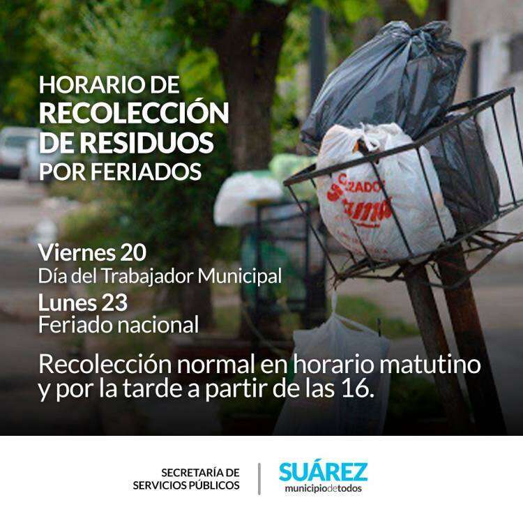 Horario de recolección de residuos por feriados