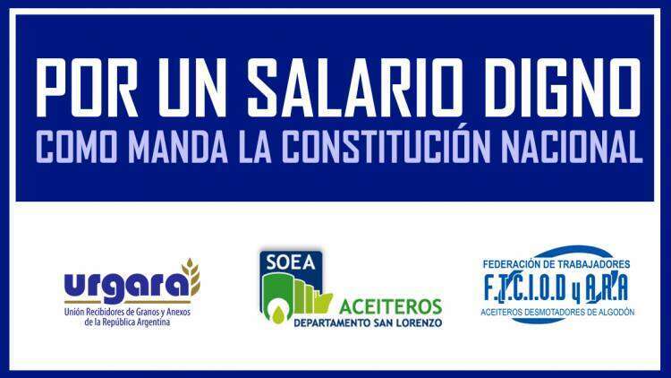 Declaración de URGARA, SOEA San Lorenzo y la FTCIODyARA: Por un salario digno como manda la Constitución Nacional