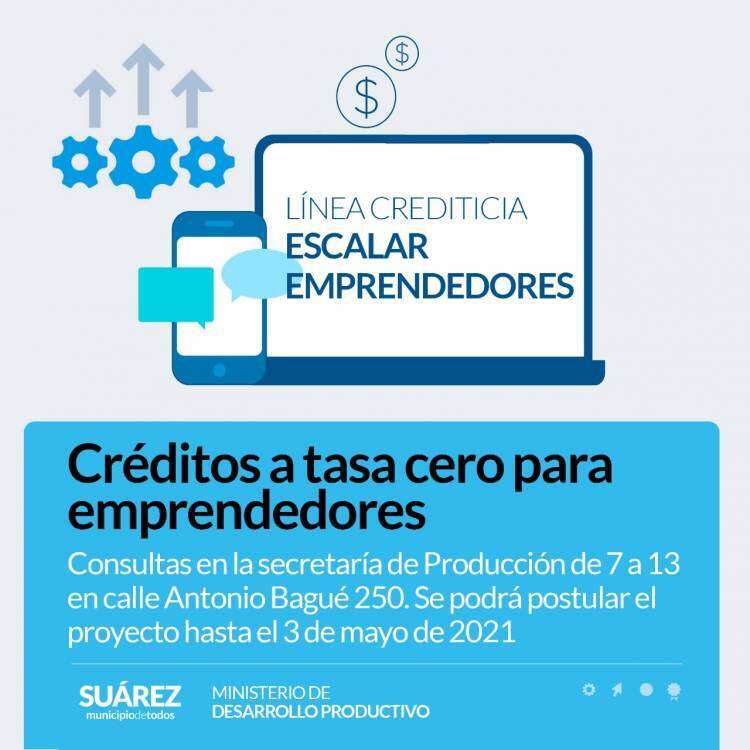 Créditos a tasa cero para emprendedores