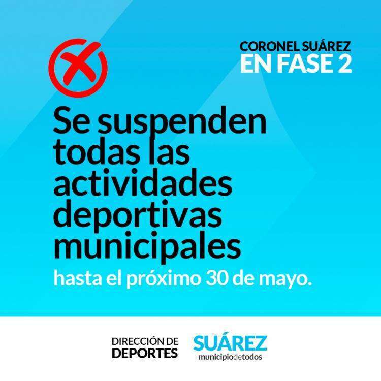 Dirección de Deportes: Se suspenden todas las actividades deportivas municipales
