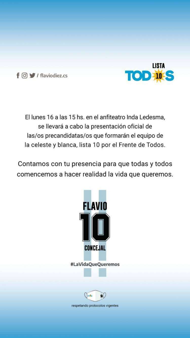 Se hará una presentación oficial  de los  precandidatos de la lista 10 por el Frente de Todos