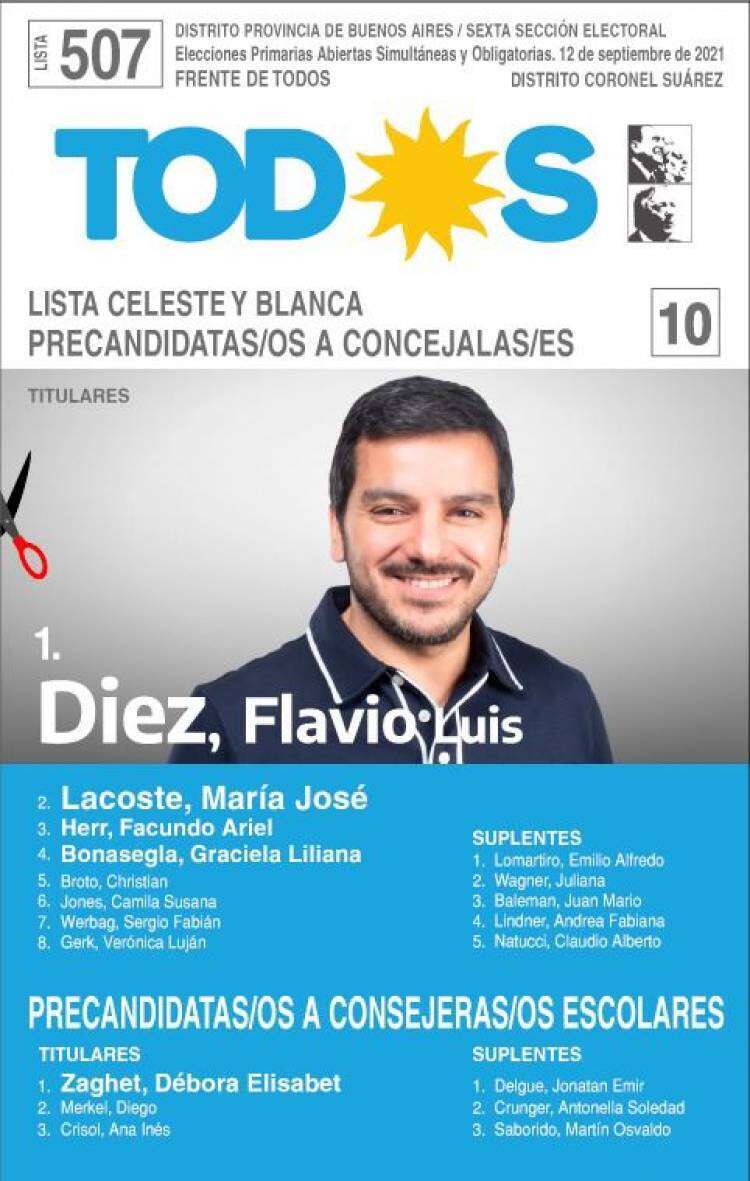 Flavio Diez presentó la lista 10: “Estamos muy felices de haber superado todos los obstáculos. Este hecho histórico fortalece la democracia en Suárez”. 