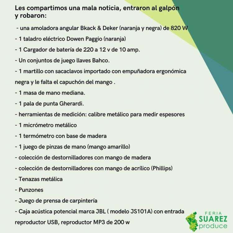 La Feria de Suárez Produce sufrió un importante robo