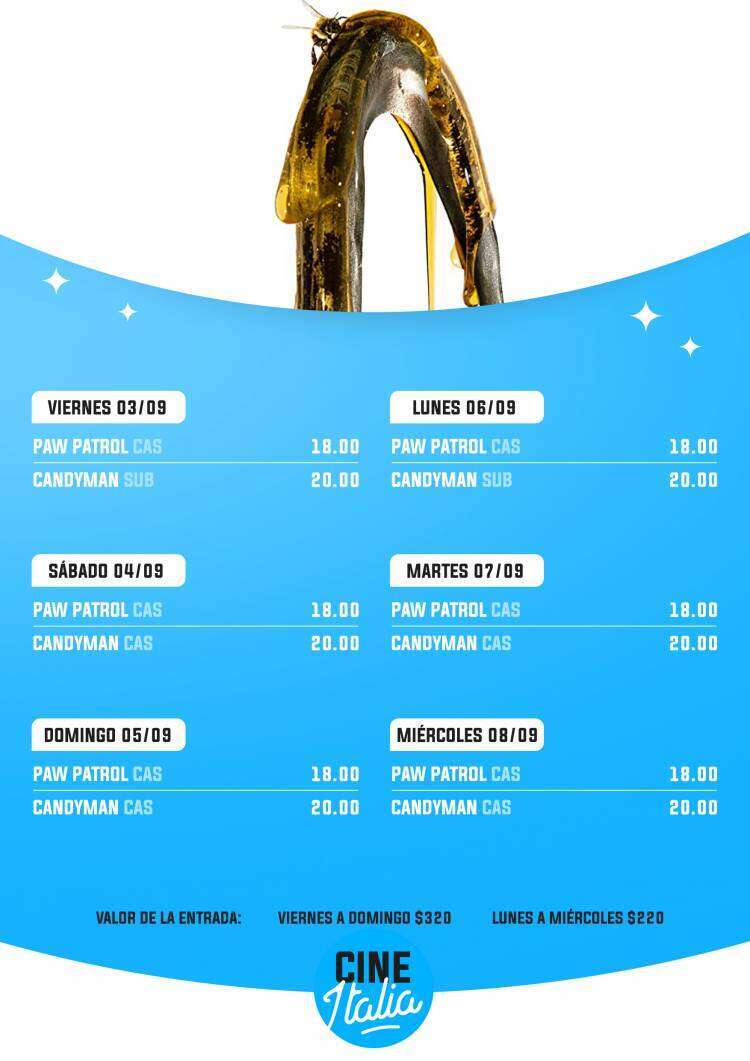 Cartelera del Cine Italia para este fin de semana