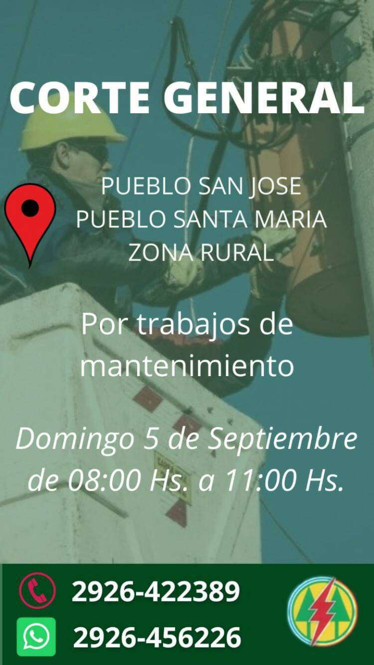 La Cooperativa Eléctrica San José anuncia un corte de energía
