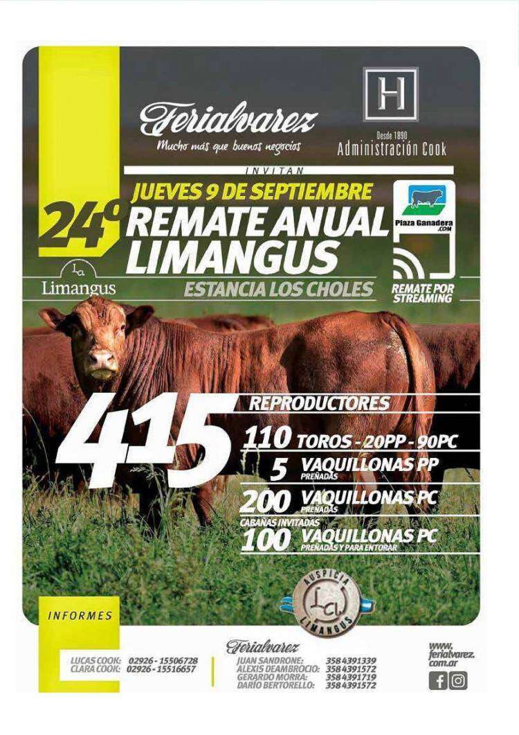 24º Remate Anual Limangus de Los Choles el jueves 9 de septiembre