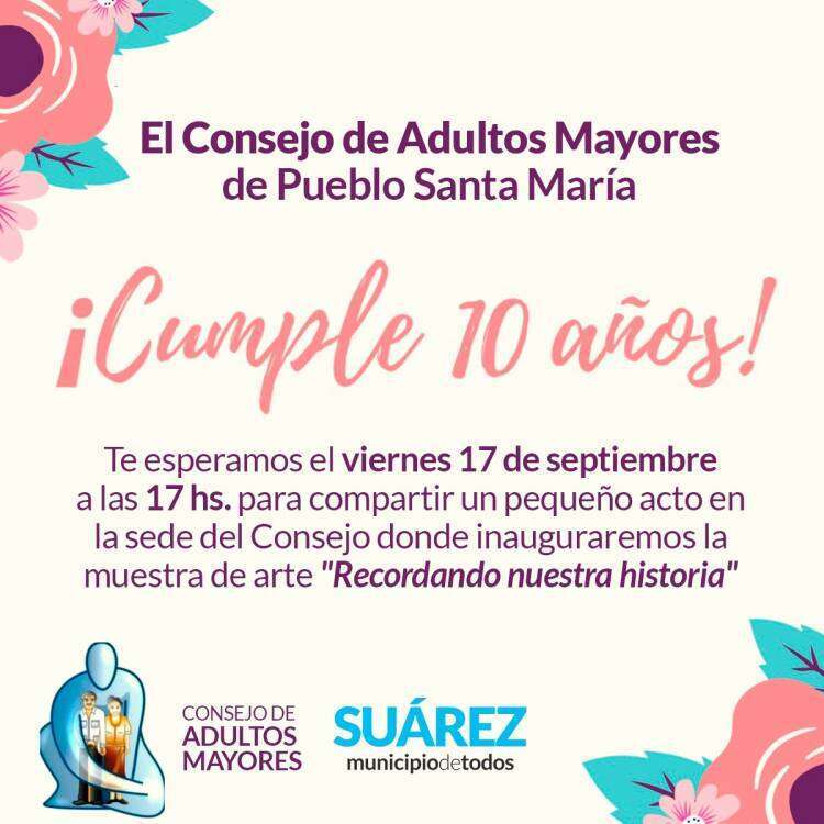 El Consejo de Adultos Mayores de Pueblo Santa María festeja su décimo aniversario con una muestra de arte