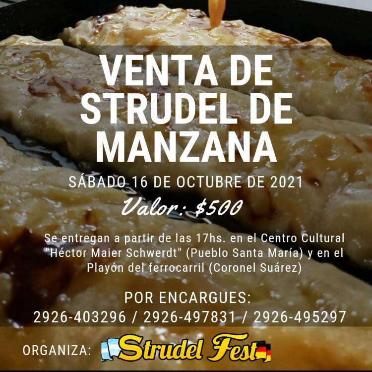 La Struddel Fest organiza una venta de este reconocido plato alemán para el 16 de octubre