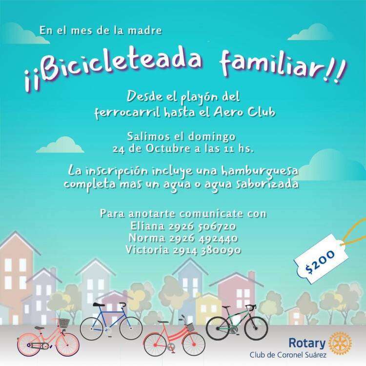 El Rotary Club de Coronel Suárez organiza una bicicleteada familiar