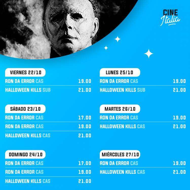 Cartelera del Cine Italia para este fin de semana