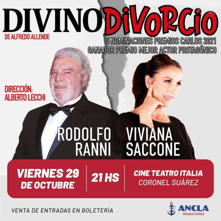 Rodolfo Ranni y Viviana Saccone presentan "Divino Divorcio" en el Cine Italia