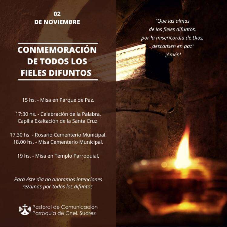 La Parroquia difundió las celebraciones y misas por el día de los difuntos