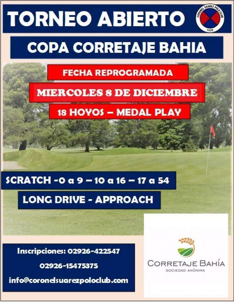 Se reprogramó la fecha de la Copa Corretaje Bahía para este miércoles