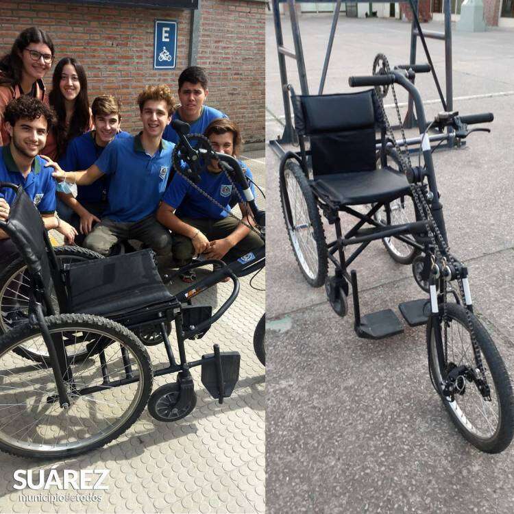 Alumnos de la Escuela Técnica junto al área de Discapacidad adaptaron una silla de ruedas para que un adulto pueda movilizarse