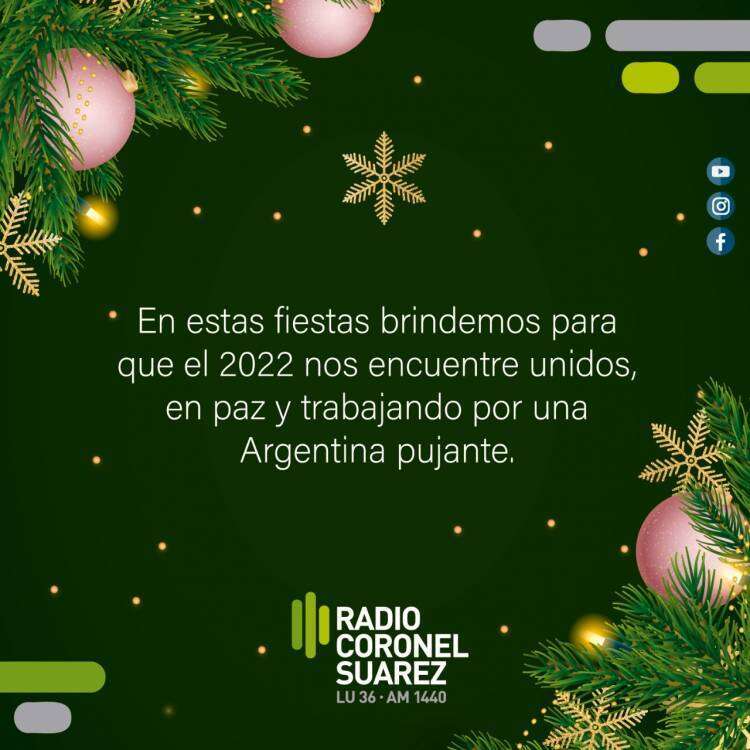¡Felices Fiestas! Es el deseo de LU36 Radio Coronel Suárez, Peña Dale Boca y Tinago