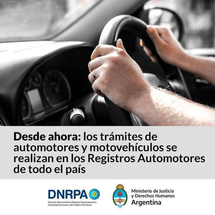 Desde ahora: los trámites de automotores y motovehículos se realizan en los Registros Automotores de todo el país