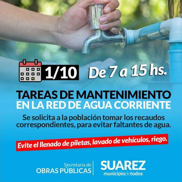 Tareas de mantenimiento en la red de agua corriente
