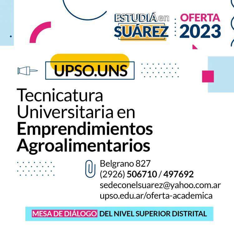 Oferta Académica 2023: ESTUDIÁ EN SUÁREZ