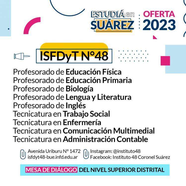 Oferta Académica 2023: ESTUDIÁ EN SUÁREZ