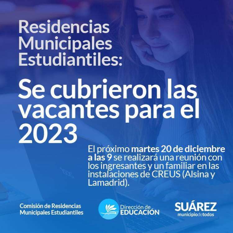 Residencias Municipales Estudiantiles: se cubrieron las vacantes para el 2023