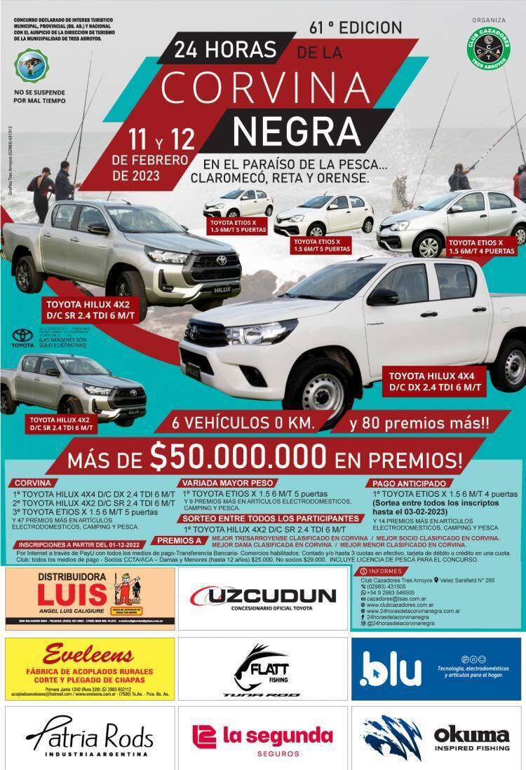 Se acerca la 61º edición del concurso de pesca “24 Horas de la Corvina Negra”