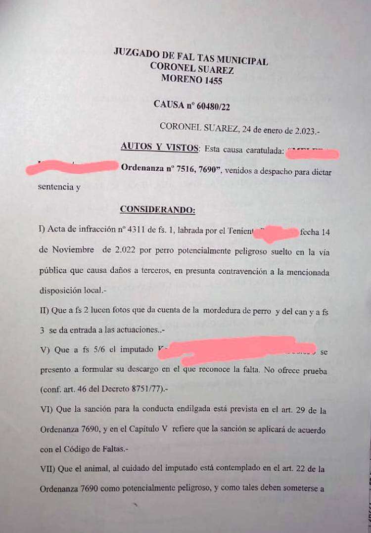 Deberá pagar una multa de $ 125 mil pesos porque su perro mordió a un vecino