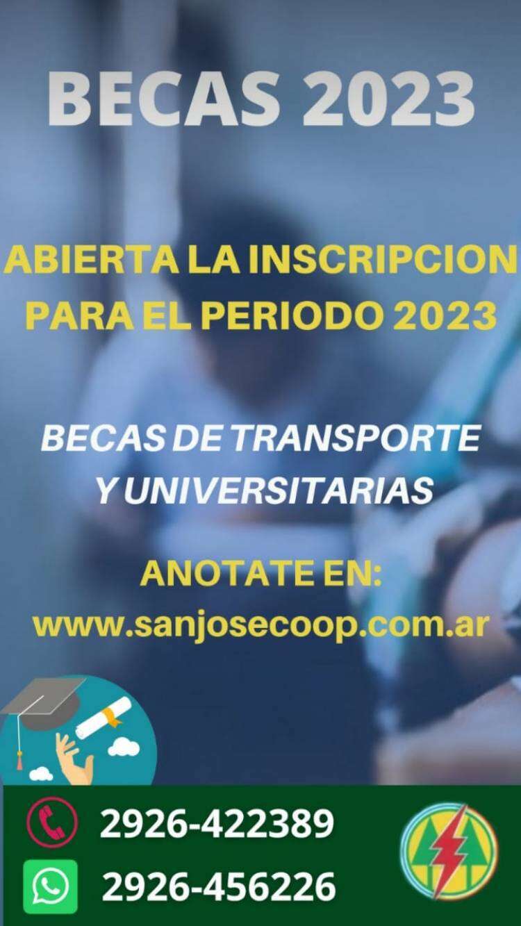 Becas de transporte y universitarias 2023 de la Cooperativa Eléctrica San José