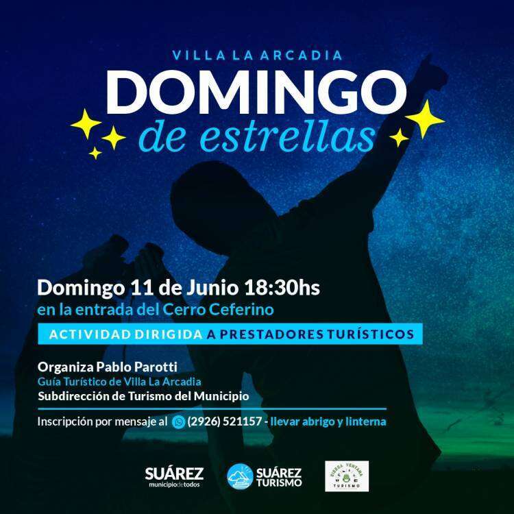 Villa La Arcadia: Nueva jornada de observación de constelaciones y noche de estrellas en el Cerro Ceferino