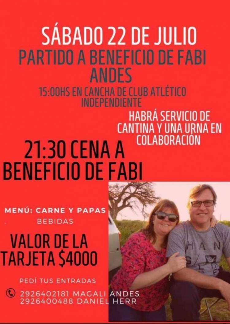 Partido de fútbol y cena a beneficio de Fabi Andes