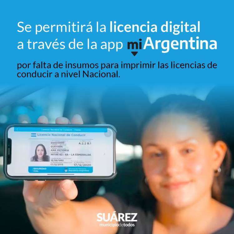Por falta de insumos para imprimir licencias de conducir a nivel Nacional, se permitirá la licencia digital a través de la app Mi Argentina