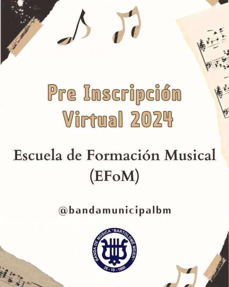 BANDA MUNICIPAL "BARTOLOMÉ MEIER": Preinscripción virtual 2024