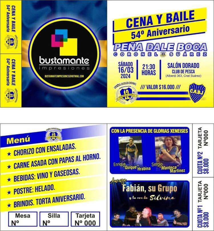 Cena y baile 54º aniversario de la Peña Dale Boca