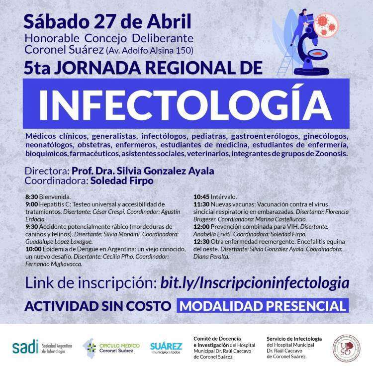 Salud: Se acerca la 5ta. Jornada Regional de Infectología