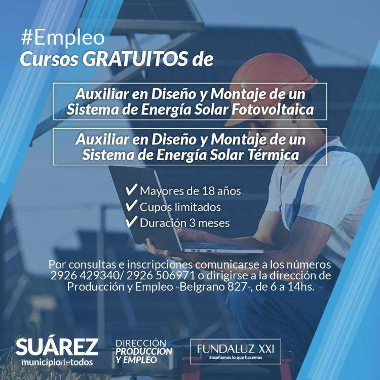 Producción: Cursos GRATUITOS de Auxiliar en diseño y montaje de energías renovables