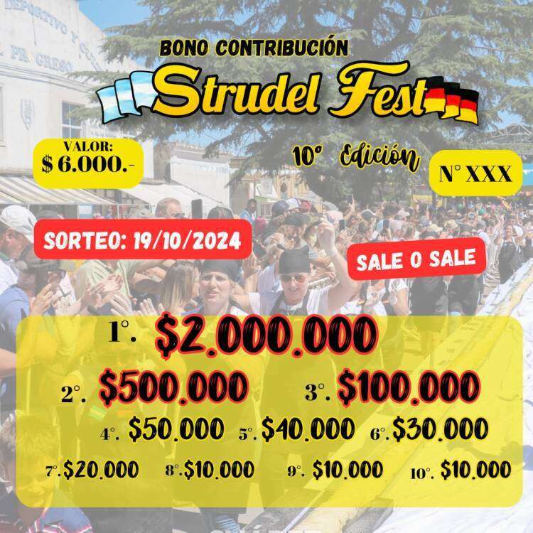 Ya salió a la venta la décima edición del Bono Contribución Strudel Fest 