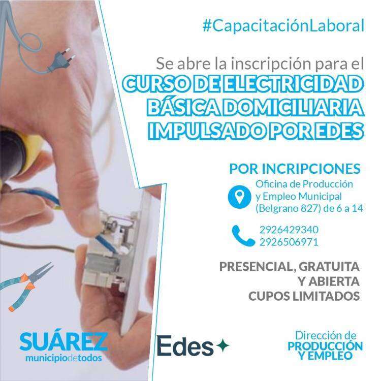 Dictarán un curso de electricidad básica domiciliaria 