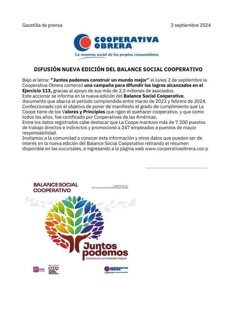 Nueva Edición del Balance Social Cooperativo 