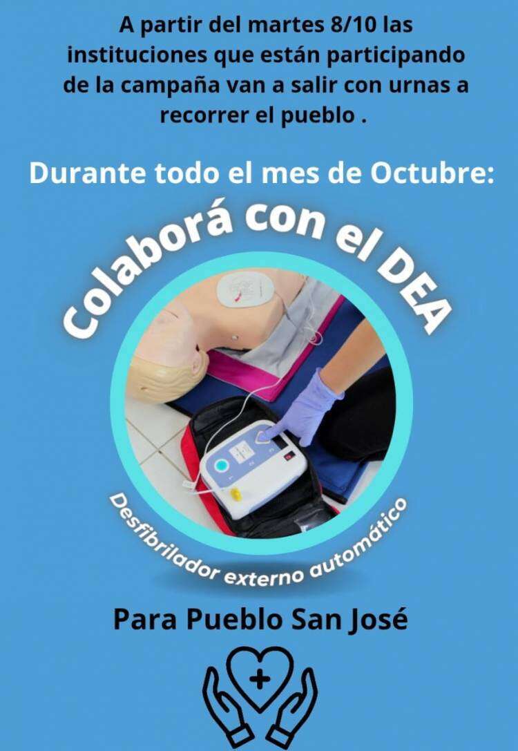 Pueblo San José busca donaciones para la compra de un Desfibrilador Externo Automático (DEA)