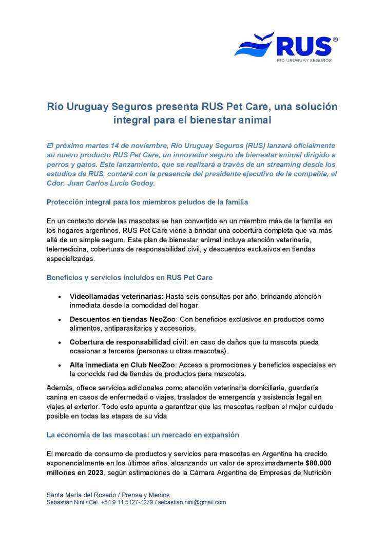 Río Uruguay Seguros presenta RUS Pet Care, una solución integral para el bienestar animal