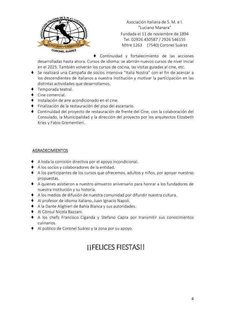 La Asociación Italiana da a conocer su reseña de 2024 y proyecta un productivo 2025