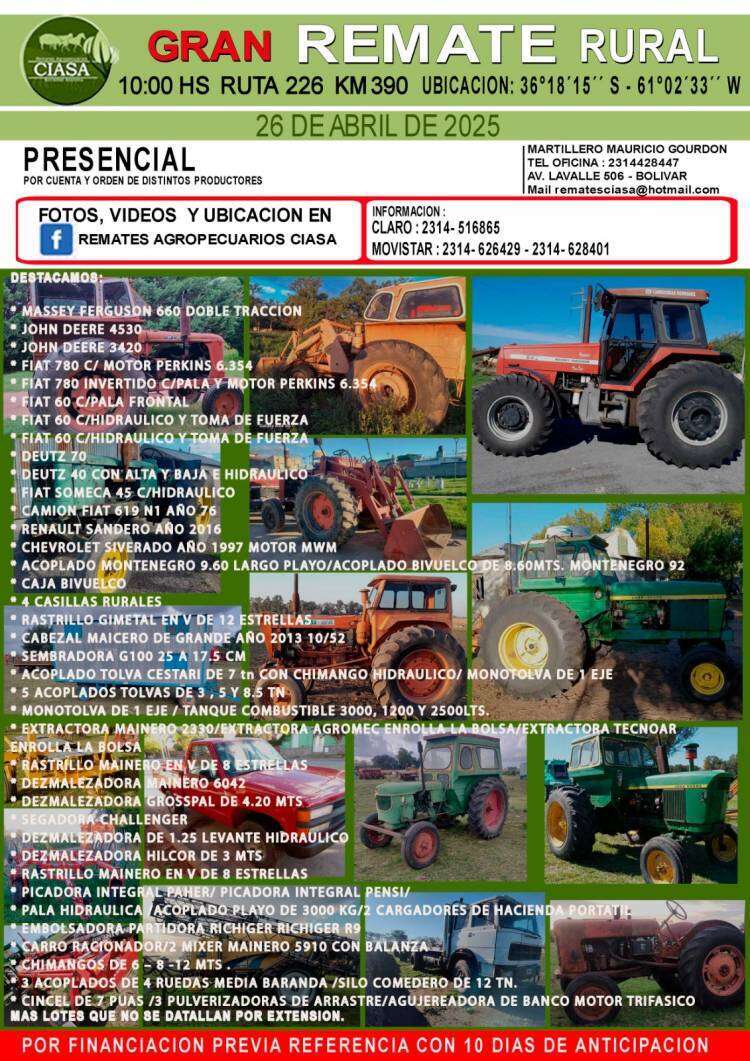 Gran Remate Rural este sábado 26 de abril en Bolívar