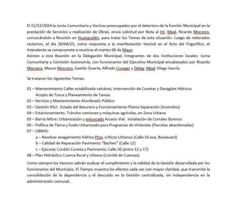 HUANGUELÉN - Reunión Ejecutivo Municipal