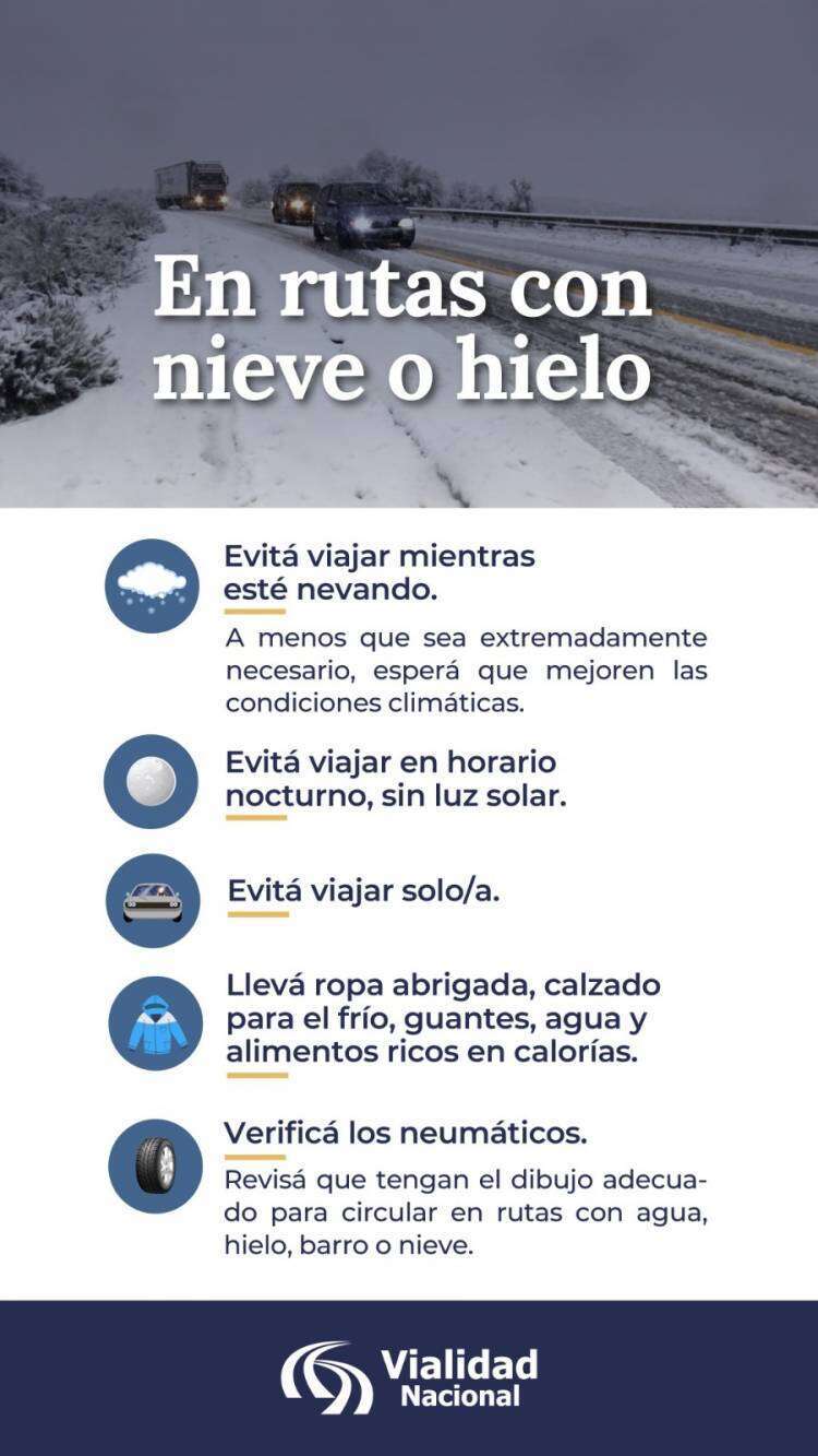 Recomendaciones para circular en rutas con hielo